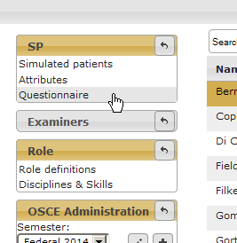 The questionnaire definitions can be accessed by clicking "questionnaire" in the SP-box of the navigation