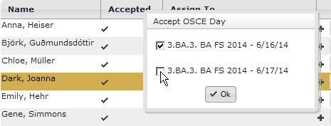 Selecting the days on which the SP can participate in the OSCE